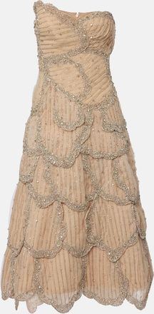 Costarellos Sylvie embellished georgette cocktail dress