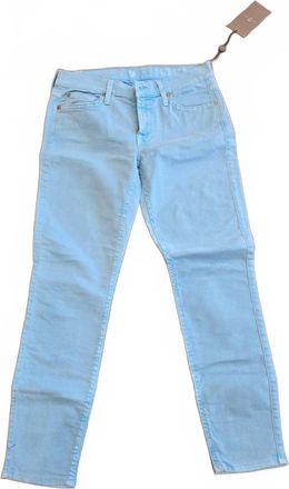 7 For All Mankind Womens Cropped Skinny Jeans In Pastel Blue