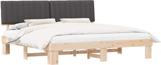 vidaXL Estructura De Cama Con Cabecera Tapizada Gris Oscuro Vidaxl