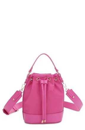 Mali + Lili Ella Nylon & Vegan Leather Bucket Bag in Fuchsia at Nordstrom