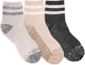 Muk Luks Dream Step Cozy Mini Crew Sock 3 Pair Pack in Ebony/neutral at Nordstrom
