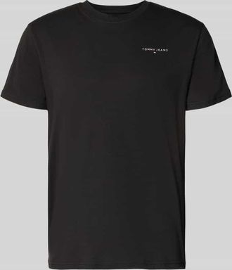 Tommy Jeans Slim Fit T-Shirt aus reiner Baumwolle Modell LINEAR CHEST TEE in Black, Gr&ouml;&szlig;e XXL