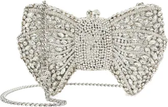 Dune London Enchant Crystal Bow Clutch in Silver at Nordstrom