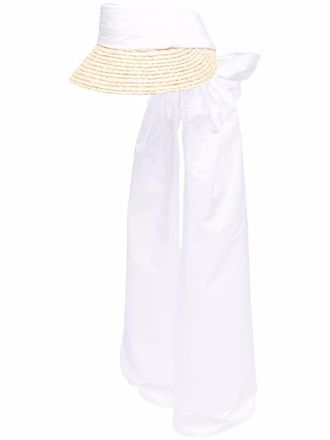 Red Valentino bow-detail straw visor - Neutrals