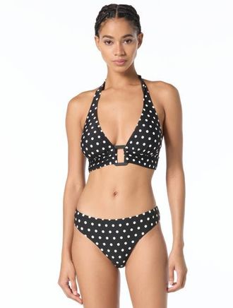 Michael Kors Classic Dot Halter Bra in Black at Nordstrom, Size X-Small