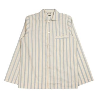 Tekla Shirts, female, Beige, Size: XS Needle Stripes Long-Sleeved Shirt