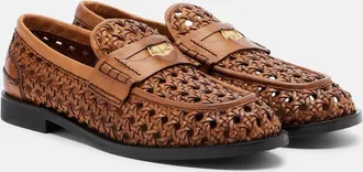 Miu Miu Woven leather penny loafers