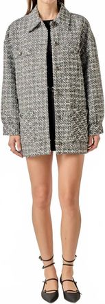 English Factory Nora Tweed Shacket In Black