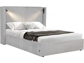 Habitat et Jardin Habitat Et Jardin - Cama Doble De Pana Con C&oacute;moda Integrada Y L&aacute;mpara cortina - 160 X 200 Cm - Gris
