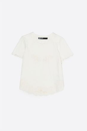 Bimba & Lola Embroidered T-Shirt in Ivory at Nordstrom, Size X-Small Eu