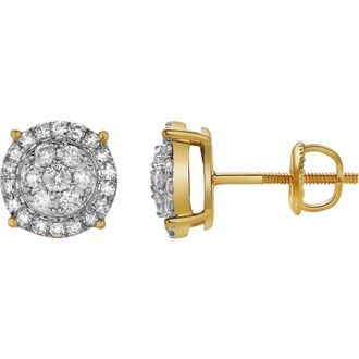 LuvMyJewelry Aethra 10K Yellow Gold Cluster Diamond Unisex Earrings - 0.49 Cts at Nordstrom