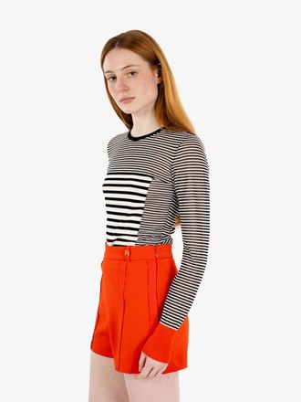 Elisabetta Franchi Maglia tricot a righe nero / burro