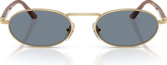 Persol 55mm Rectangular Sunglasses in Gold /Blue at Nordstrom