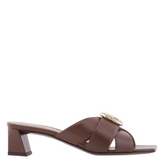 Giuseppe Zanotti Leather Buckle Mid-Heel Sandals, Brand Size 35 ( US Size 5 )