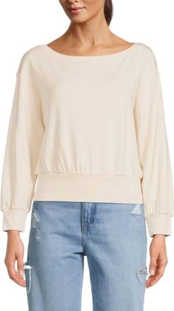 Elie Tahari Womens Boatneck Sweatshirt In Ivory