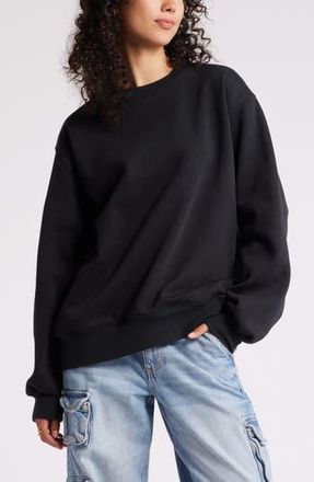 BP. Fleece Detail Oversize Crewneck Sweatshirt in Black Jet at Nordstrom Rack, Size Small