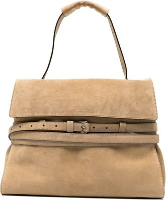 Moschino Beige Leather Suede Buckle Belt Bag