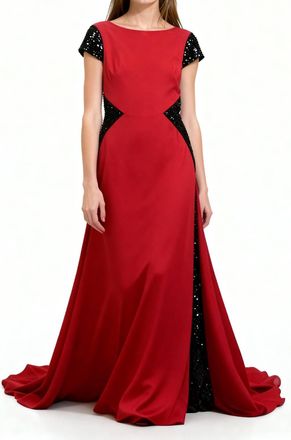 Escada Sequined Evening Dress In Red/black