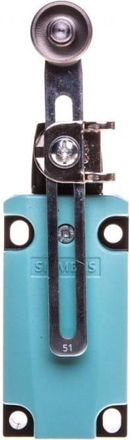 SIEMENS Interruptor De L&iacute;mite 1no 1nc De Acci&oacute;n R&aacute;pida, Met&aacute;lico, Palanca Oscilante De 40 Mm, Ajustable De 100 Mm Con Rodillo, Pl&aacute;stico De 19 Mm, Ip67, Sirius