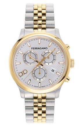 Ferragamo Duo Chronograph Bracelet Watch, 42mm in Two Tone at Nordstrom