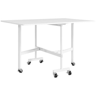 HOMCOM Mesa plegable comedor 120x80x73 cm blanco