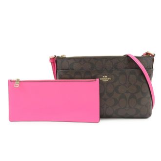 Coach Shoulder Canvas Brown Canvas Handbag (Pre-Owned)