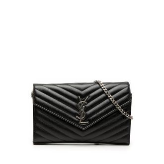 Saint Laurent Pre-owned Saint Laurent Grain De Poudre Chevron Monogram Envelope Chain Wallet Ladies VDJ4JCZC1MI9QORC