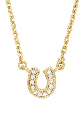 Kate Spade New York pav&eacute; horseshoe pendant necklace in Clear/Gold at Nordstrom