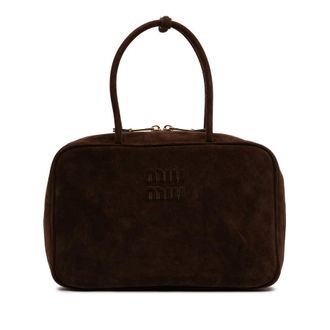 Miu Miu Pre-owned Miu Miu Large Suede Logo Beau Shoulder Bag Ladies 42SHB49EC4SXNC2G