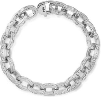 Melinda Maria Ashley Cubic Zirconia Chain Link Bracelet in Silver-White at Nordstrom, Size 7.5