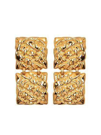 Jennifer Behr Tamera textured earrings - women - 18k Gold Plated Rhodium/Steel - One Size