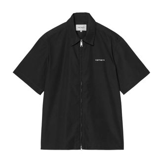 Carhartt Work in Progress Carhartt Wip, Short Sleeve Shirts, male, Black, Size: L Short Sleeve Postal Zip Shirt