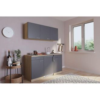 Respekta Cucina Minicucina Cucina singola Cucinino Dispensa Rovere Grigio Luis 150 cm Respecta