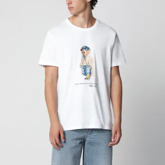 Polo Ralph Lauren White Polo Bear Custom Slim-Fit T-shirt