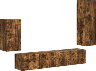 vidaXL Conjunto De Mueble De Tv 4 Uds. Roble Ahumado Vidaxl