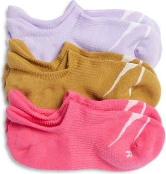 Hoka One One Invisible 3-Pack No-Show Socks in Neon Drgnfly /Mustrd Seed at Nordstrom, Size Medium