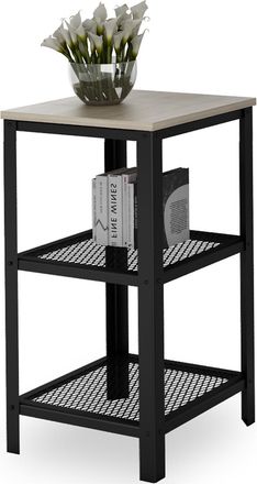OEM Estanter&iacute;a Industrial De 3 Niveles Para Sala De Estar, Atornillada, 40x40x80 Cm, Color Negro Y Roble Sonoma