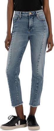 Kut from the Kloth Rachael Fab Ab Frayed High Waist Crop Jeans in Heavenly at Nordstrom, Size 0