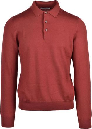 Gran Sasso Tops, Heren, Rood, XL, Wol, Polo van gebreide wol