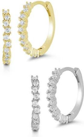 Glaze Jewelry Set of 2 Pav&eacute; Hoop Earrings in Gold at Nordstrom Rack