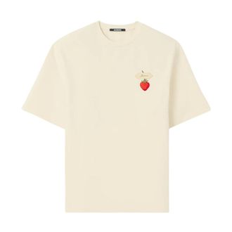 Jacquemus Aardbei T-shirt - Heren - Tops - Beige - Maat: L Katoen