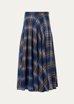 Akris Plaid Lightweight Wool Blend Shelley Midi Skirt