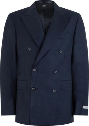 Canali Dubbelrijige Jas - Heren - Business blazers - Blauw - L - Wol - Kostuums