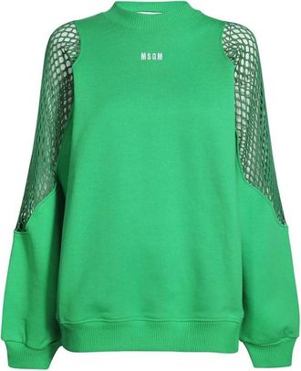 Msgm Katoenen Crew-neck Sweatshirt Vrouwen Geribbeld - Dames - Sweatshirts - Groen - XS - Katoen - Hoodies & sweatvesten