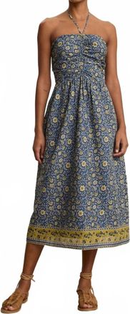 Velvet Odette Halter Dress In Blue Floral