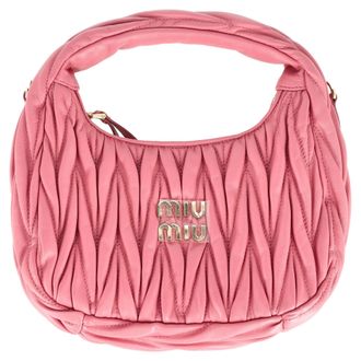 Miu Miu Pre-owned Womens Miu Miu Wander Matelass&eacute; Hobo Bag in Pink Lambskin Leather - One Size
