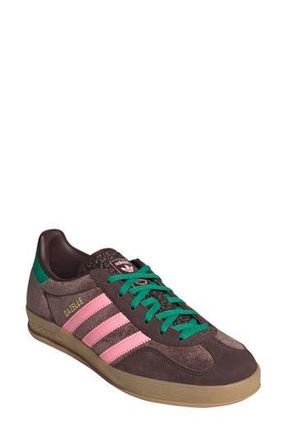 adidas Gazelle Indoor Sneaker in Dark Brown/Pink/Court Green at Nordstrom Rack, Size 6