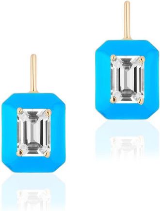 Goshwara Queen Emerald Cut Lever-Back Earrings in Turquoise at Nordstrom