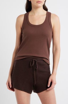 Marine Layer Lexi Sun-In Rib Tank in Chocolate at Nordstrom, Size X-Large