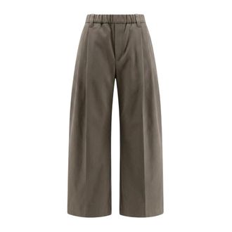 Brunello Cucinelli Wijde Katoenen Broek Met Monili Detail - Dames - Broeken - Bruin - Maat: M Katoen